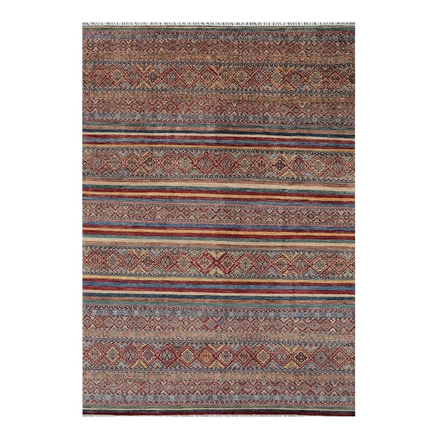 1990s Handwoven Tribal Area Rug 9x13 For Sale