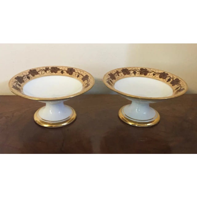 1825 Porcelain Compotes in the Vintage Pattern by Pochet-Deroche - A Pair For Sale - Image 11 of 13