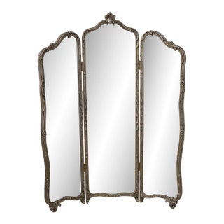 Friedman Brothers Attributed Silverleaf Trifold Mirror For Sale