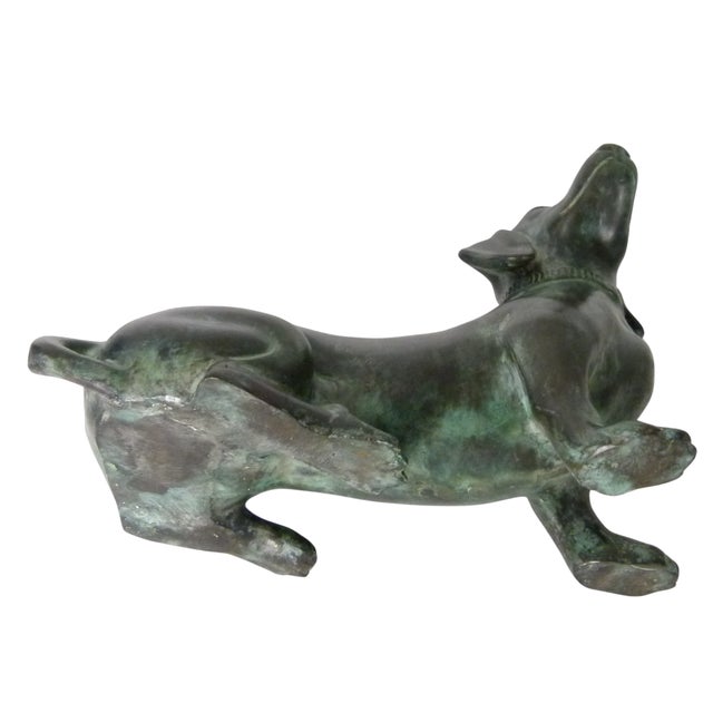 Mid-Century Solid Bronze Dachshund Sculpture . Weighs 10 LBS . For Sale - Image 11 of 11