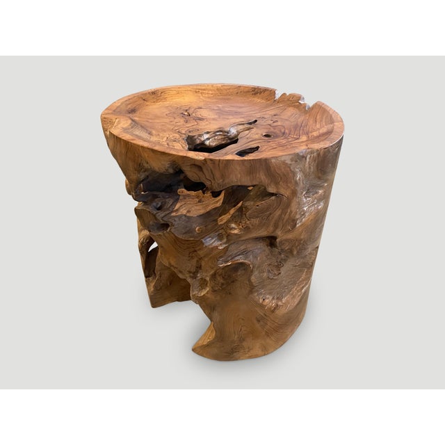Andrianna Shamaris Organic Natural Teak Wood Tray Side Table For Sale In New York - Image 6 of 6