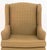 Queen Anne Style Beige Plaid Upholstered Wingback Arm Chair For Sale - Image 4 of 7