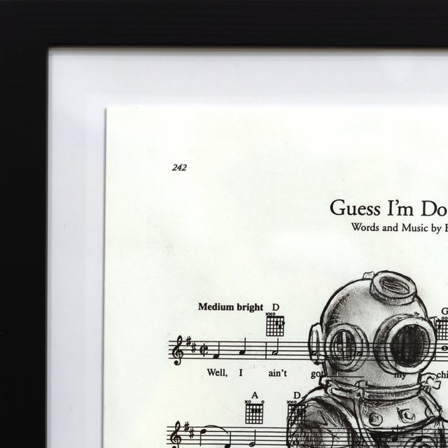 Pursuit of Contentment - Framed Original Figurative Narrative Mixed Media Artwork on Sheet Music For Sale In Los Angeles - Image 6 of 9