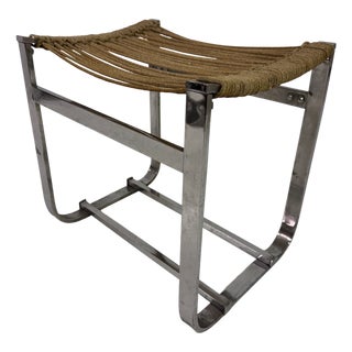 Chrome Plated Steel Stool by Jacques Adnet, 1950s For Sale