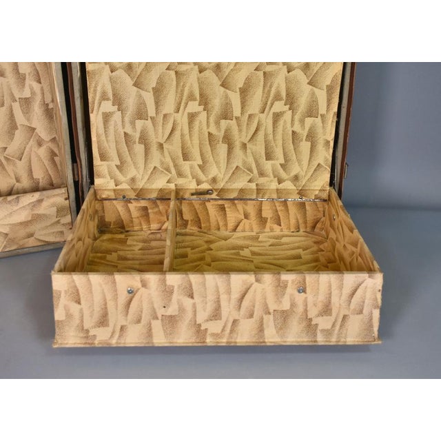 French Antique Steamer Trunk Suitcase, 1920s For Sale - Image 13 of 16