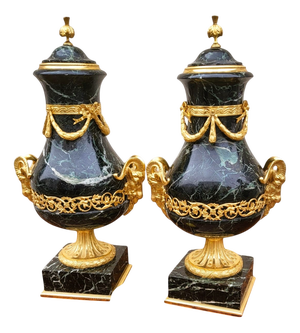 Marble and Bronze Cassolettes, Set of 2
