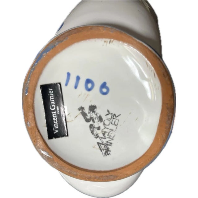 Antique 1910s French Blue & White Terracotta Apothecary Vase For Sale - Image 6 of 6