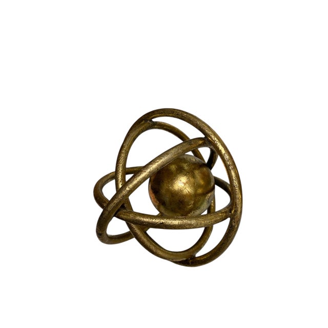 Contemporary Gold Armillary Sphere Sculpture, Set of 3 For Sale - Image 3 of 4