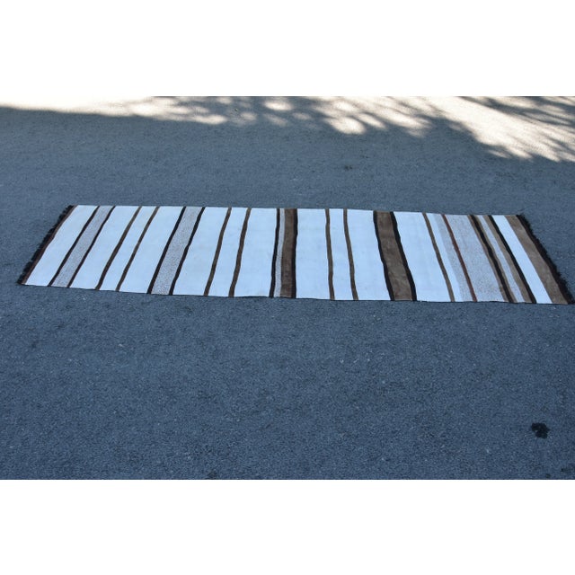 1970s Scandinavian Hand Knotted White Runner Rug For Sale - Image 4 of 11