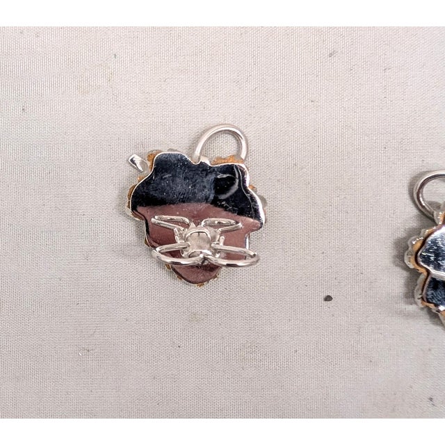 Metal Vintage 1950s Signed Napier Rhodium Plated Clear & Frosted Glass Leaf Clip Earrings-2 Pieces For Sale - Image 7 of 8