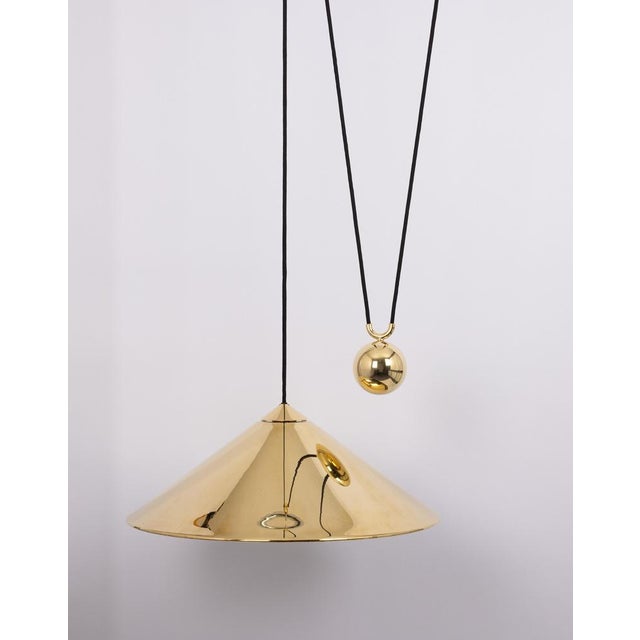 Keos Adjustable Counterweight Pendant Lamp in Brass attributed to Florian Schulz, Germany, 1970s For Sale - Image 4 of 10