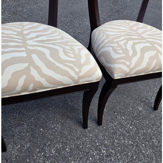 Pair Ethan Allen Hathaway Klismos Dining Side Chairs Zebra Print French Regency 1990s For Sale In Philadelphia - Image 6 of 14