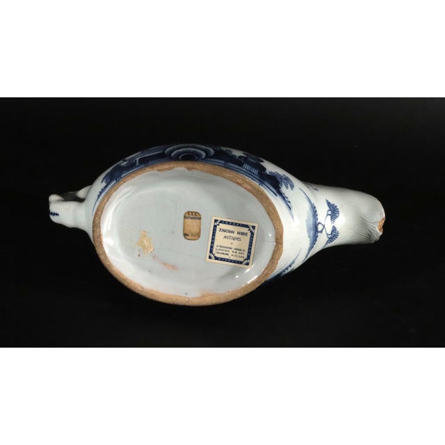 Mid 18th Century English Delftware Blue and White Chinoiserie Sauce Boat For Sale - Image 9 of 10