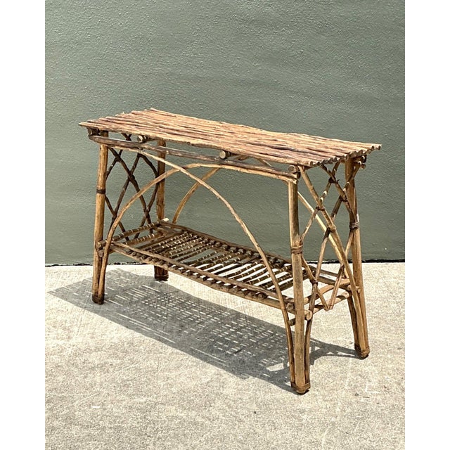 Vintage Adirondack Wood Console Table For Sale - Image 9 of 15
