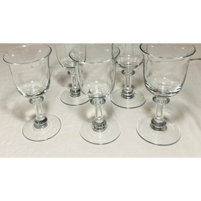 2000 - 2009 Set of Five Heavy Crystal Glass Goblets For Sale - Image 5 of 8