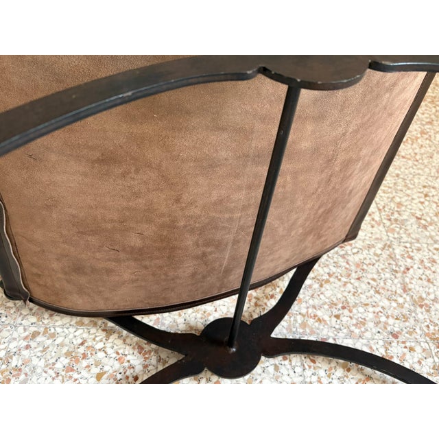 Vintage Wrought Iron, Brass and Leather Stool, 1920s For Sale - Image 10 of 12