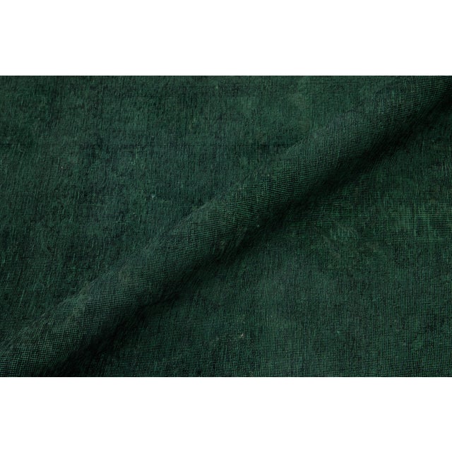 Green Vintage Overdyed Persian Wool Rug in Green With Allover Floral Design For Sale - Image 8 of 10