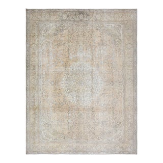 1970s Vintage Persian Handmade Wool Cotton Orange Area Rug For Sale