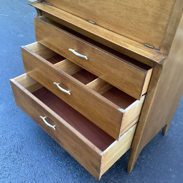 Mid-Century Modern 1960s Mid-Century Drexel “Profile” Secretary Chest / Drop-Front Desk For Sale - Image 3 of 8