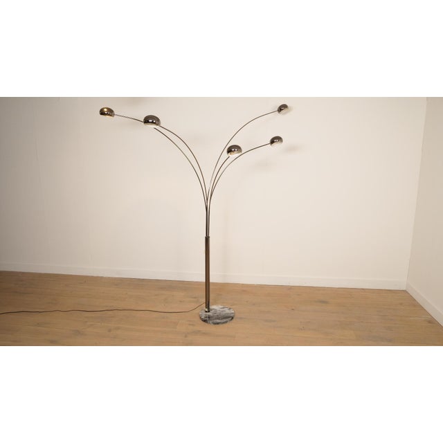 Mid-Century Modern Vintage Swedish Floor Lamp in Chrome and with Marble Foot from Cottex For Sale - Image 3 of 16