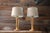 Beautiful pair of 1950s Heywood-Wakefield, ( no maker’s mark). table lamps featuring elegant triple bamboo-form splayed...