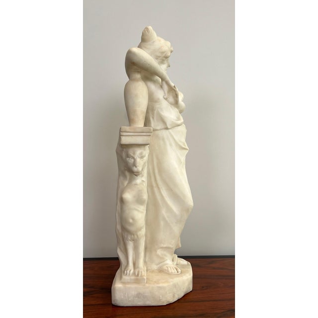 Figurative Early 19th Century Carrara Marble Sculpture of a Romantic Young Girl with a Signed Jug For Sale - Image 3 of 12