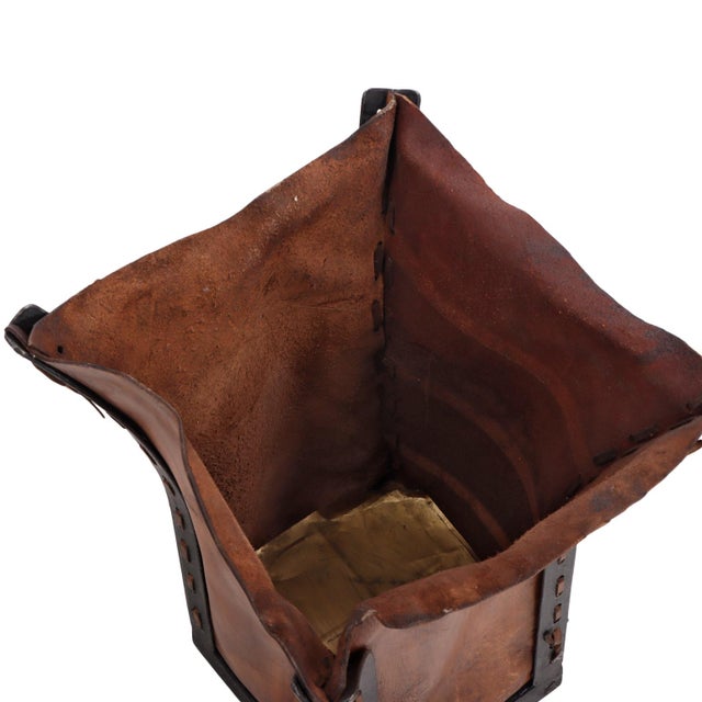Mid-Century Modern An Iron and Leather Waste Basket, in the Manner of Jean-Michel Frank. Contemporary For Sale - Image 3 of 4