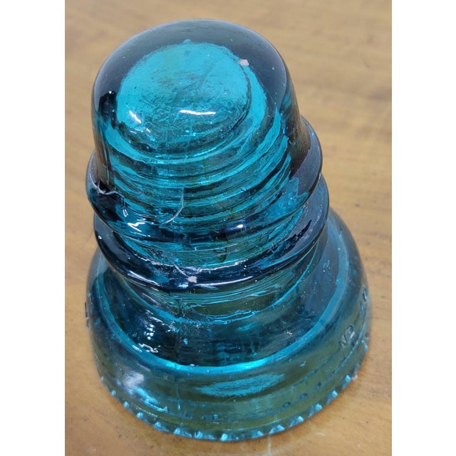 Aqua Vintage Hemingray Aqua Glass Insulator For Sale - Image 8 of 8