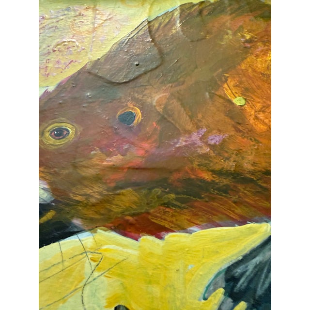Paint "Muskrat on Yellow" a Fun Painting by LWren Walraven For Sale - Image 7 of 10