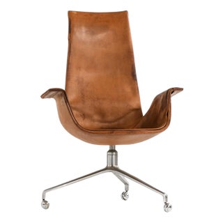 Mid-Century Modern Office Chair in Leather from Preben Fabricius & Jørgen Kastholm, 1960s For Sale