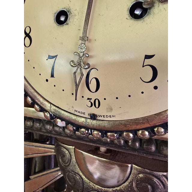 Vintage Pre Mid Century Gold Leaf Wood Swedish Clock For Sale In New York - Image 6 of 10
