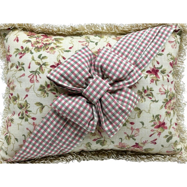 Vintage Floral Bow Wrapped Decorative Pillow For Sale - Image 9 of 12