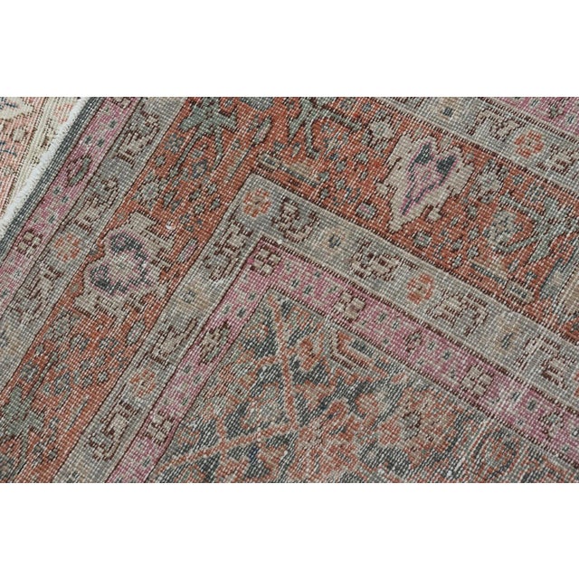 Antique Persian Malayer Rug in Variegated Gray-Blue, Cream and Soft Pink For Sale - Image 11 of 11