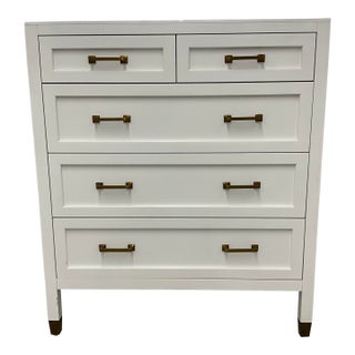 Serena and Lily Tall White Wood Dresser Modern Gold Handles For Sale