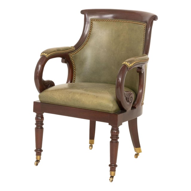 Hancock & Moore Leather Upholstered Jockey Club Chair For Sale