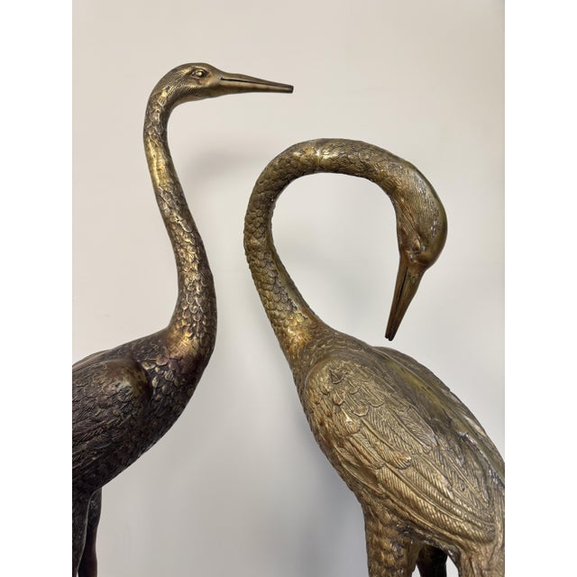 Large Vintage Bronze Crane Statues, 1920s-1940s, Set of 2 For Sale - Image 4 of 16