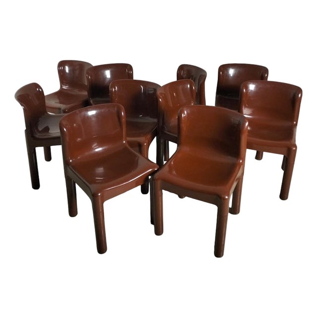 Vintage 4875 Model Chairs by Carlo Bartoli for Kartell, 1970s, Set of 10 For Sale