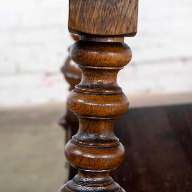 Late 19th to Early 20th Century Wilhelminian or Jacobean Revival Oak Side or Lamp Table With 2 Tier Design For Sale - Image 4 of 18