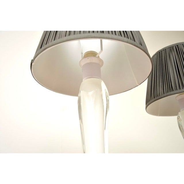 Mid-Century Modern Vintage Swedish Glass Table Lamps by Paul Kedelv for Flygsfors, 1960s, Set of 2 For Sale - Image 3 of 10