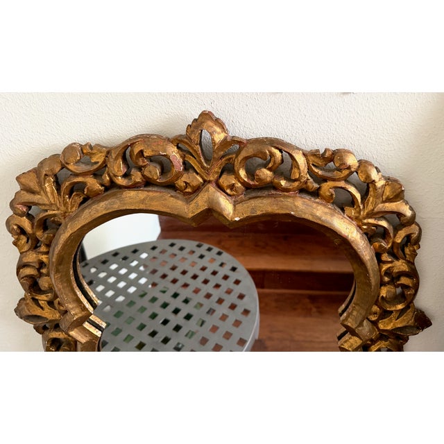Wood Mid Century Quatrefoil Florentine Mirror For Sale - Image 7 of 17