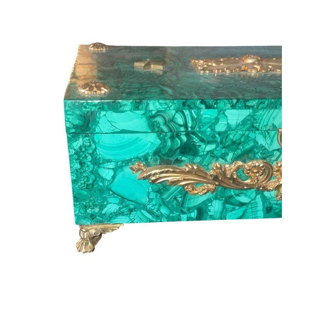 Malachite Gilt Bronze Decorative Box, Early 20th Century. For Sale In Los Angeles - Image 6 of 8