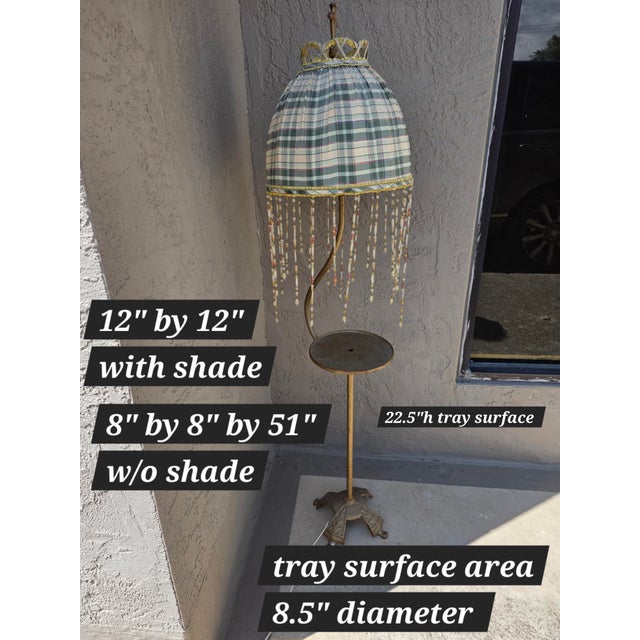 Antique cast iron art deco floor lamp with surface area for a fish bowl, ashtray or anything that fits on a 8.5" diameter...