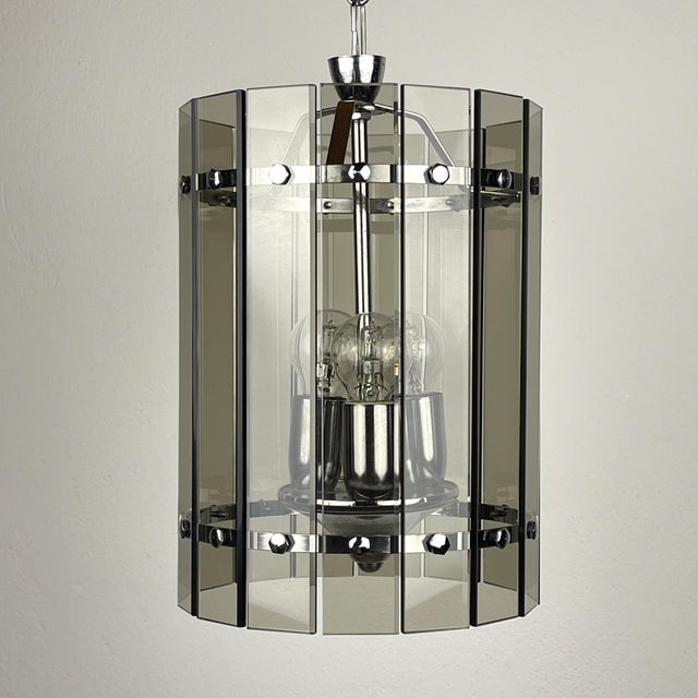 Mid-Century Smoked Art Glass Pendant Lamp from Veca, Italy, 1970s For Sale - Image 17 of 17