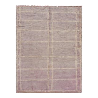 Vintage Moroccan Rug in Mauve and Beige With Geometric Patterns - Rug & Kilim For Sale