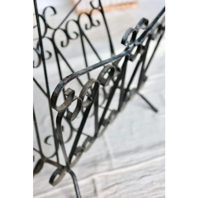 Vintage Black Metal Scroll Magazine Rack, 1960s For Sale - Image 4 of 6