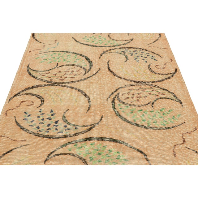 Mid-Century Modern Vintage Zeki Müren Rug in Peach, With Colorful Geometric Patterns, From Rug & Kilim For Sale - Image 3 of 7
