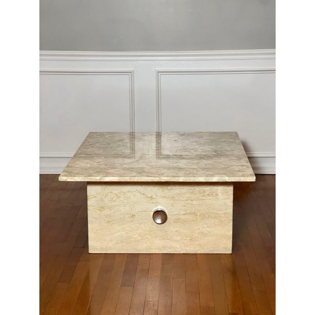 Solid Marble and Chrome Rectangular Coffee Table in Cream For Sale In Philadelphia - Image 6 of 15
