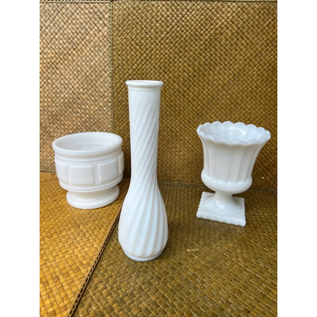 Mid-Century Modern 1940s Milk Glass Collection- Set of 3 For Sale - Image 3 of 6