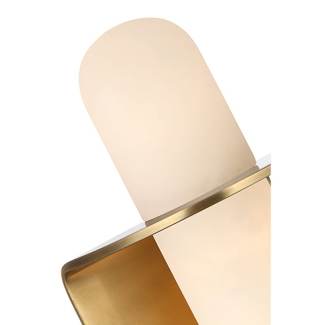 Kelly Wearstler for Visual Comfort Signature Fosse 11" Invertable Offset Oval Sconce in Antique-Burnished Brass with Alabaster For Sale In Houston - Image 6 of 13