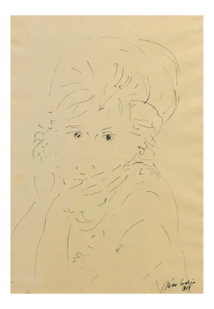 Girl - Original China Ink Drawing by Nino Cordio - 1964 1964